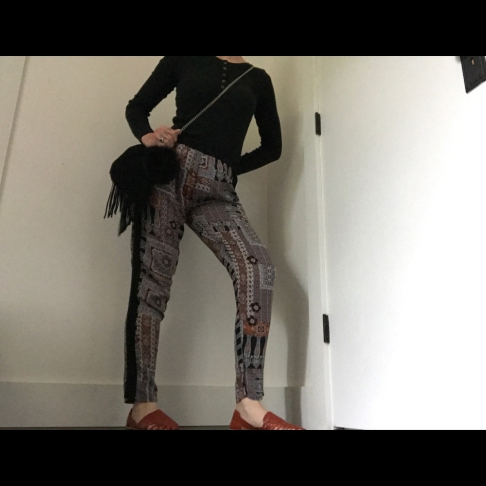 Bohemian Pant 90’s Style Hippie Chic Dark Print - Picture 7 of 12